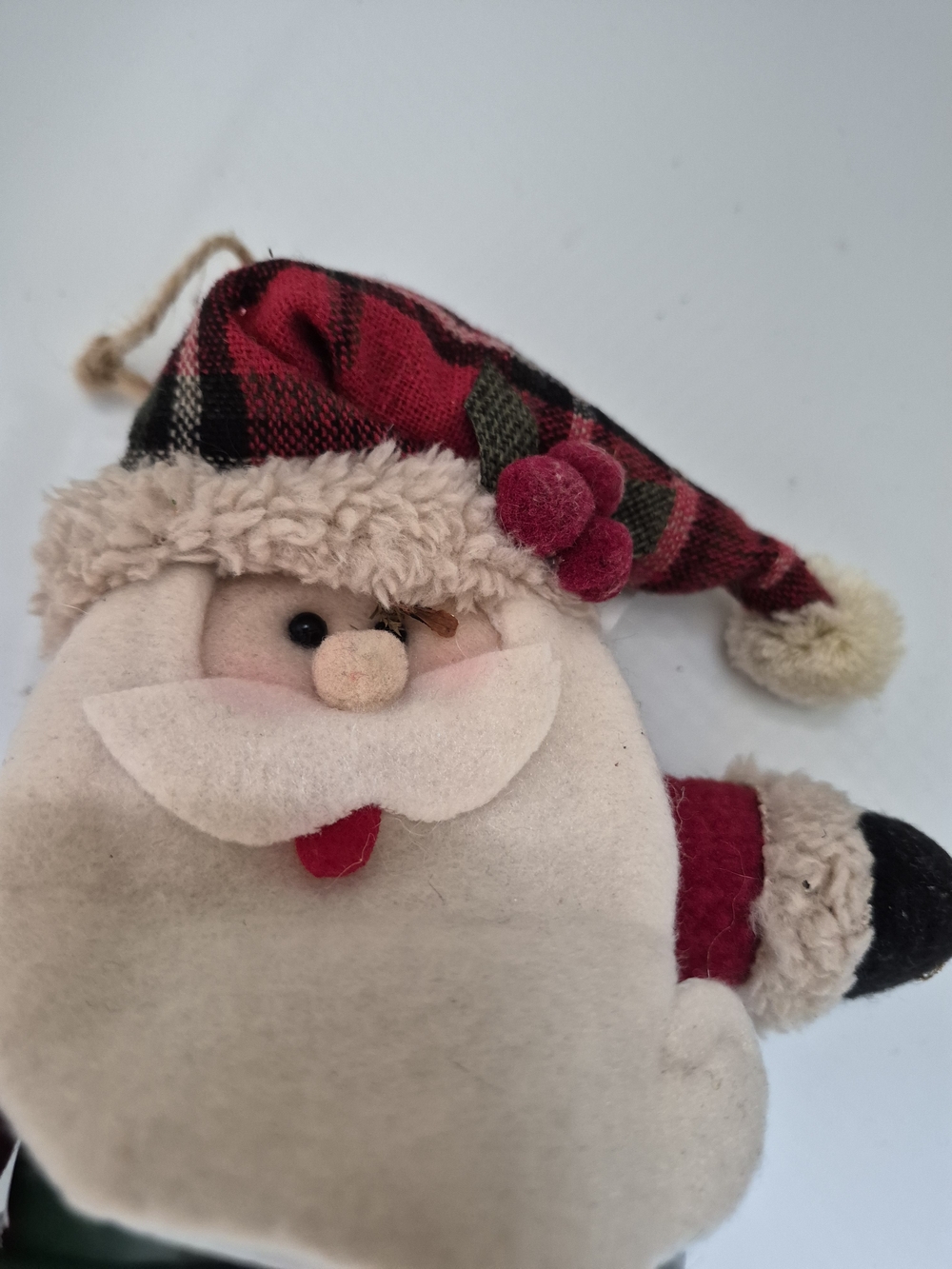 Holiday Plush Santa Wagon Ornament in Red Plaid - Unbranded